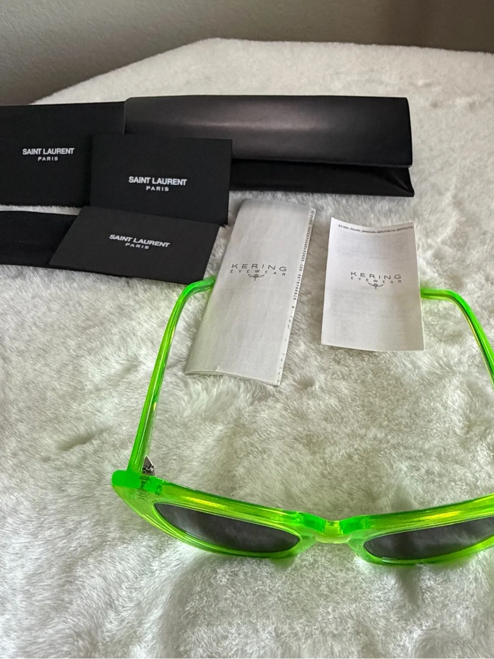 Saint Laurent Lily Translucent Lime Green Cat Eye SL213 Retro Chic Sunglasses
